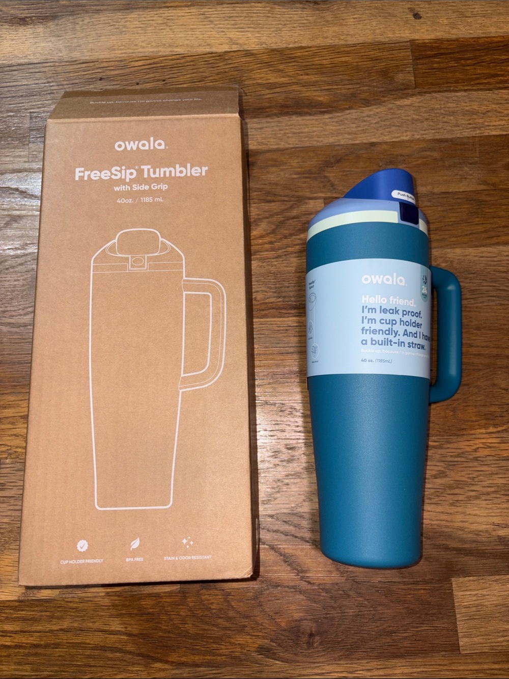 Owala - 40fl oz Stainless Steel FreeSip Tumbler with side grip -denim
